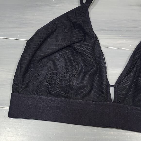 Lively The Busty Stripe Mesh Bralette Elastic Stretch Band Plunge Front Size 3 - Picture 3 of 9